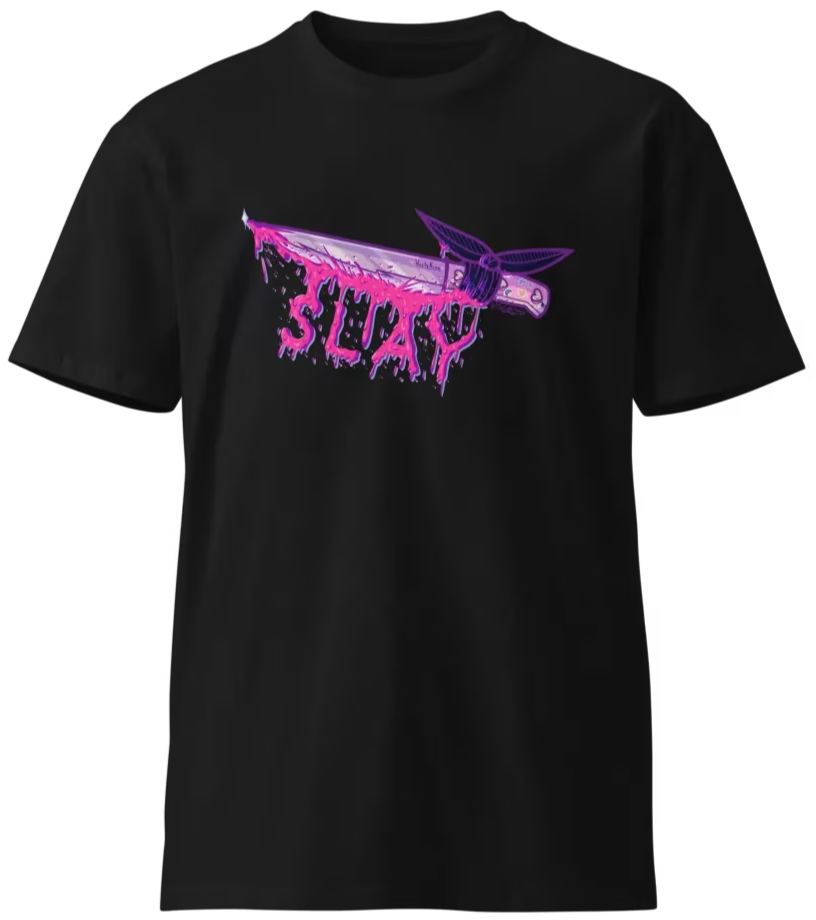 “Slay” Bloody Knife Cotton T-Shirt
