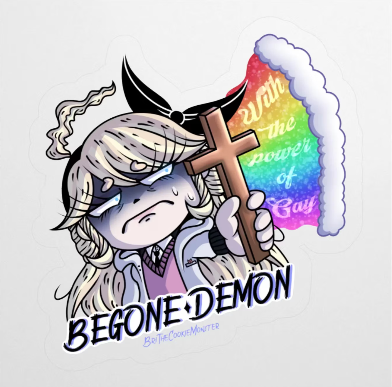 “BEGONE DEMON” Weeby Sticker